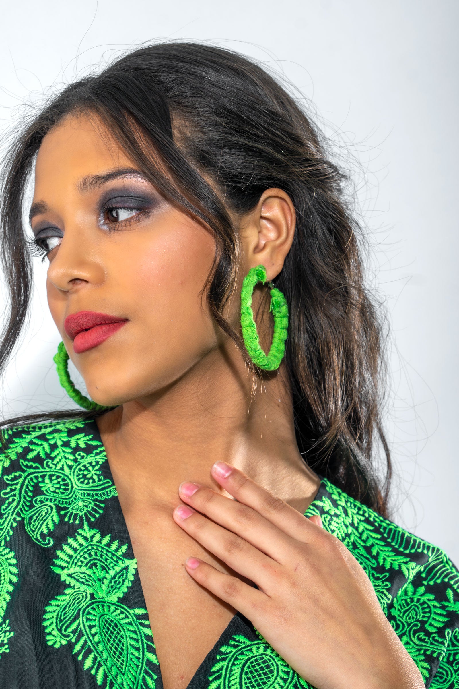 Handcrafted Macramé Earring Green Thefinespun - Main Image