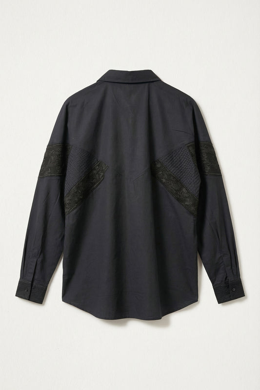 Joseph Men's Embroidered Black Shirt
