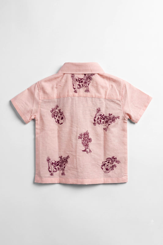 Little Moo Meadow Shirt – Boys’ Cotton Embroidered Shirt
