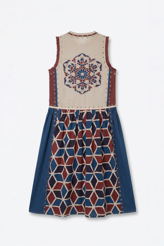 Dress with geometric pattern on a white background