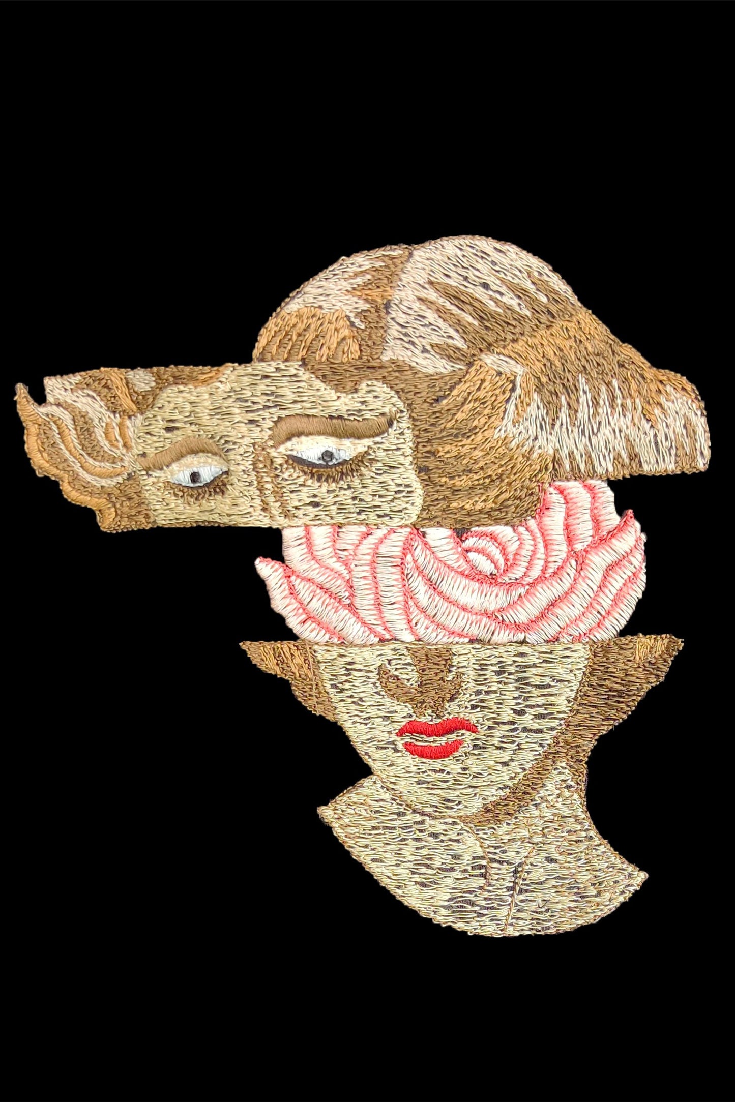 Pop Art Vintage Embroidered Half Sleeve Black T-Shirt For Women