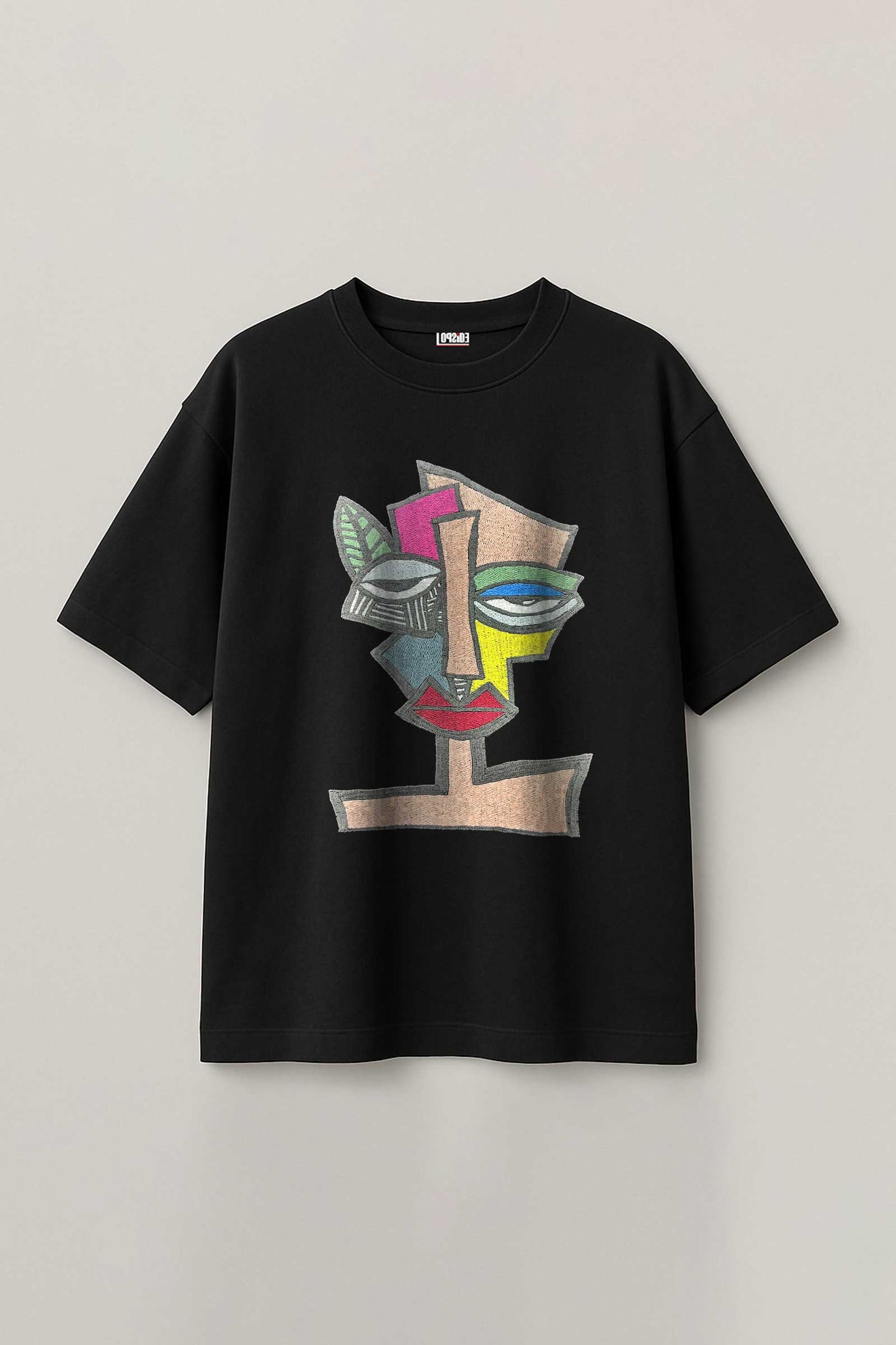 Abstract Embroidered Artwork Half Sleeve T-shirt For Women