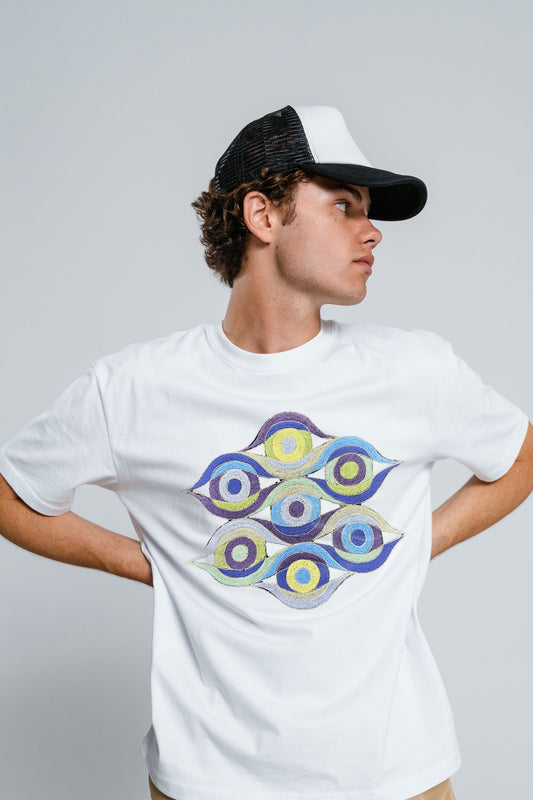 Abstract Embroidered Artwork Oversized T-shirt For Men