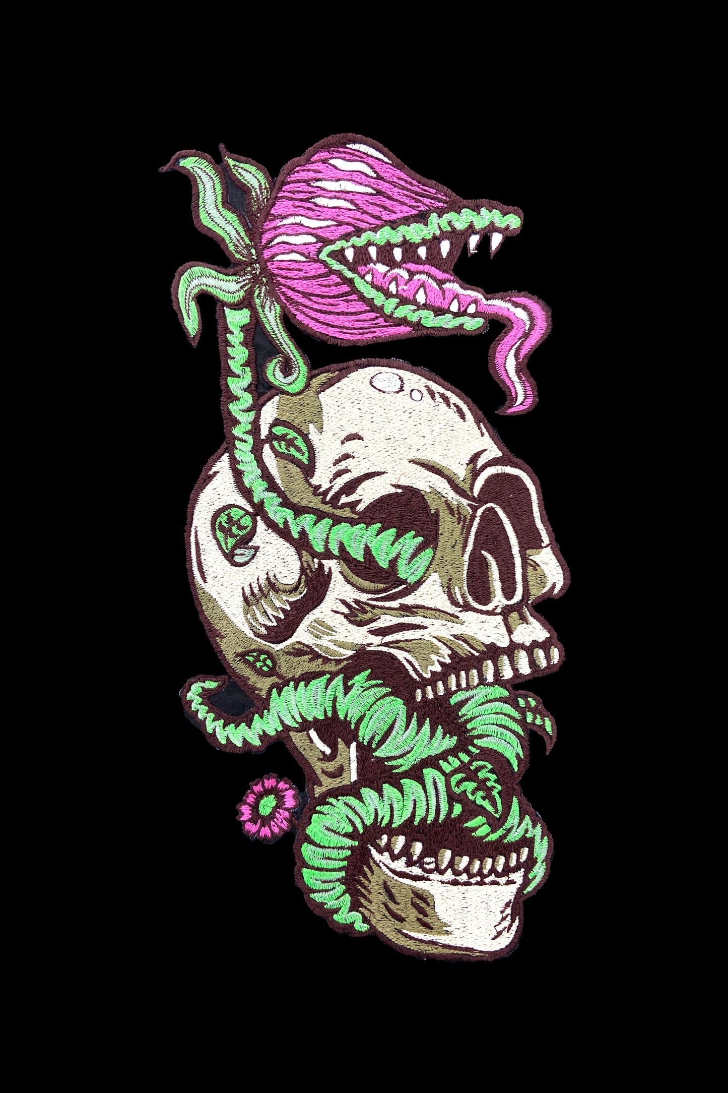 Skull Monster Embroidered Artwork Half Sleeve T-shirt For Women