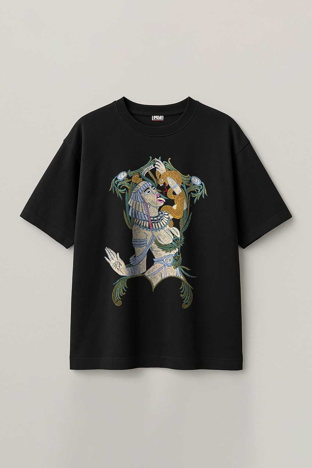 Ancient Egyptian Embroidered Artwork Half Sleeve T-shirt For Women