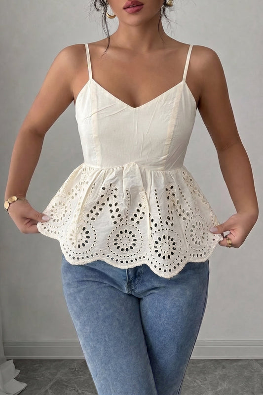 Aatirah Backless Cotton Schiffli Top