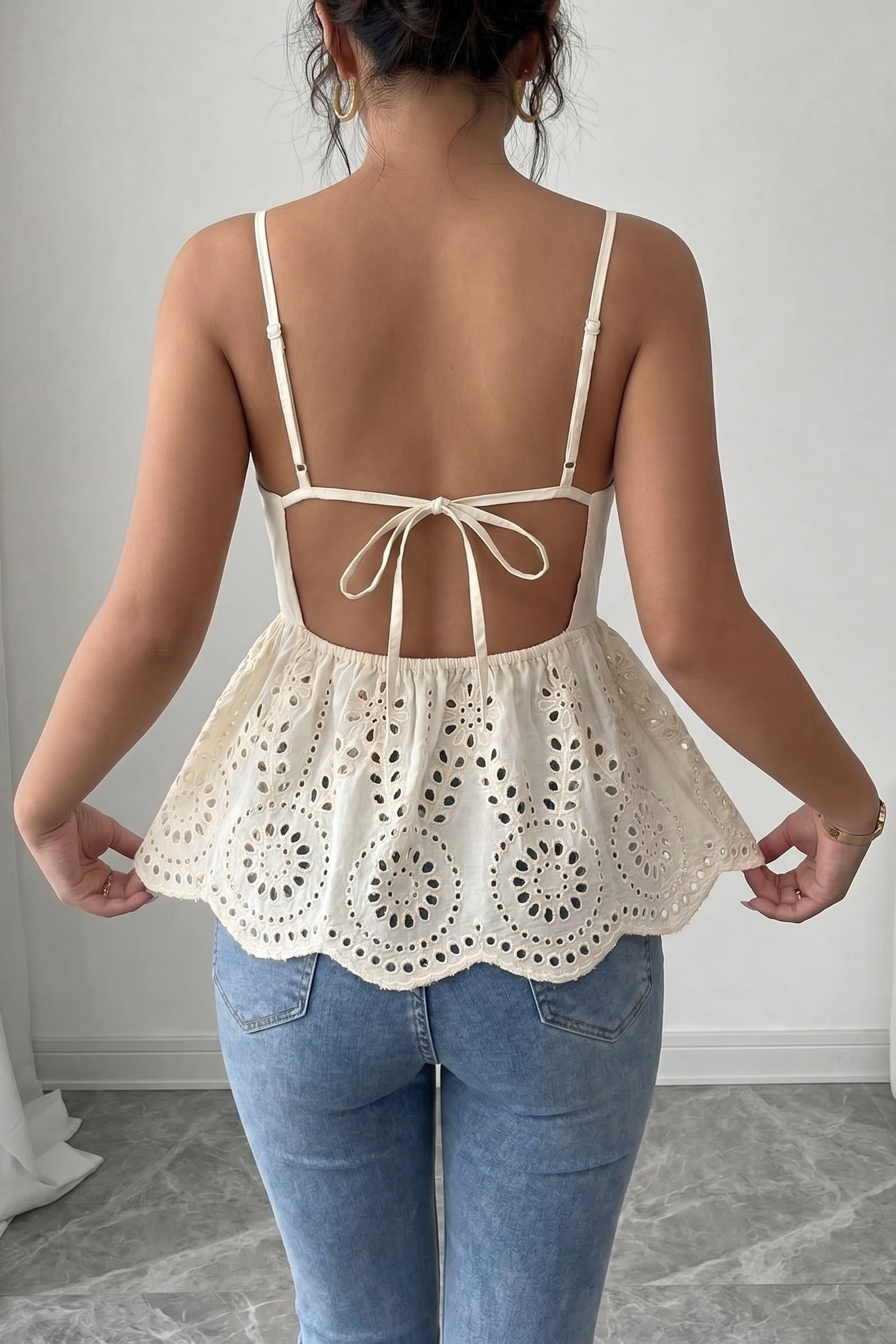 Aatirah Backless Cotton Schiffli Top