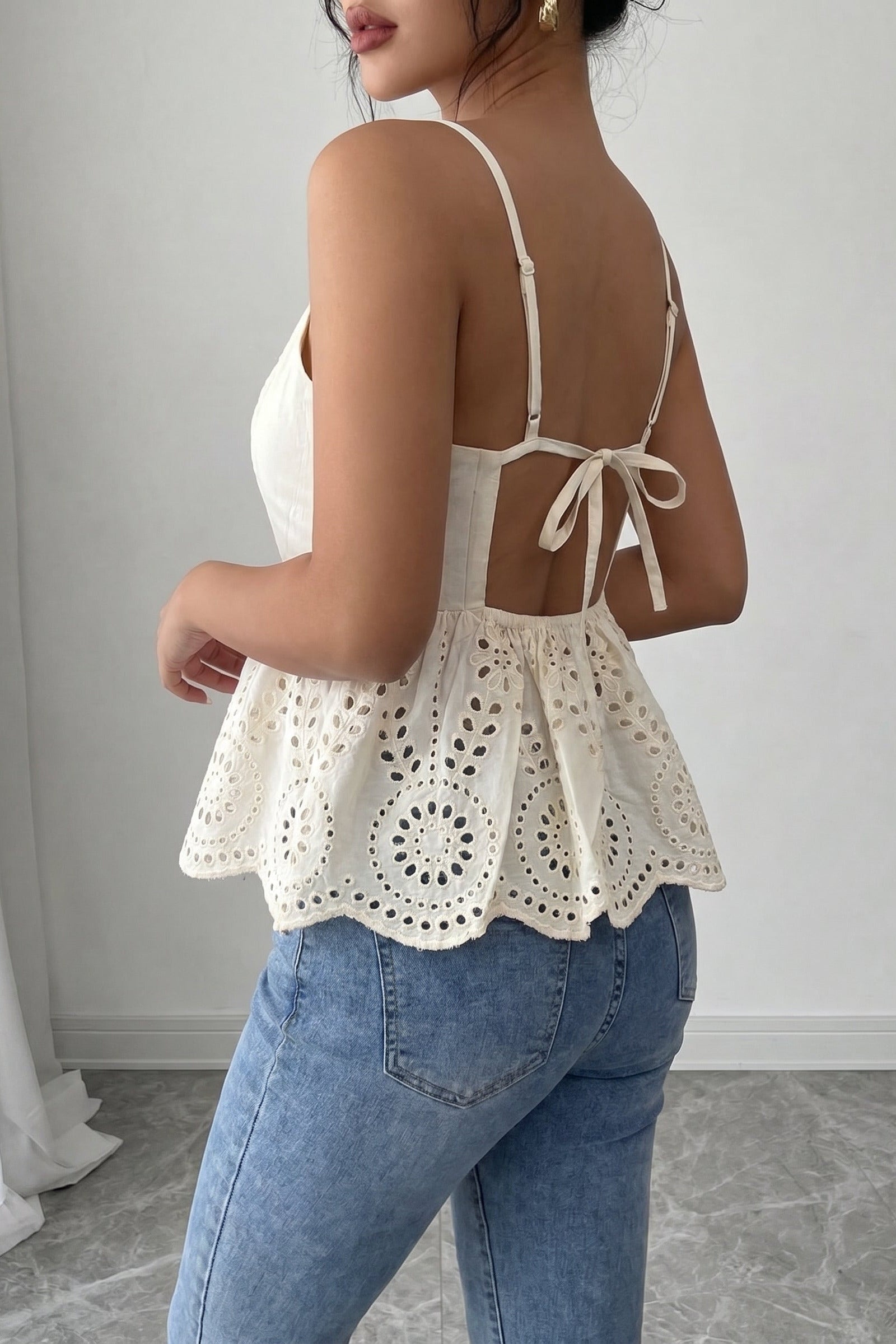 Aatirah Backless Cotton Schiffli Top