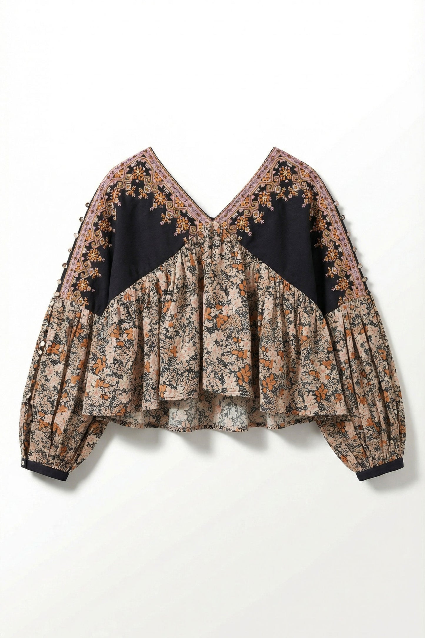 Adira Oversized Embroidered Crop Top