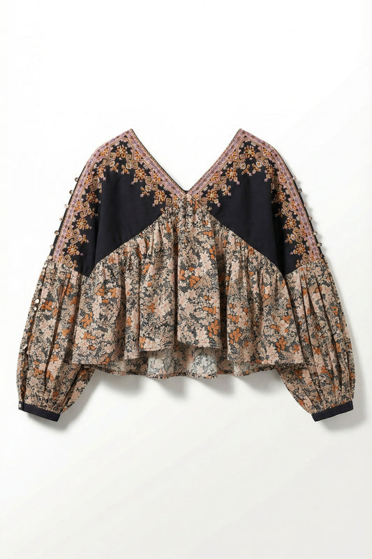 Adira Oversized Embroidered Crop Top