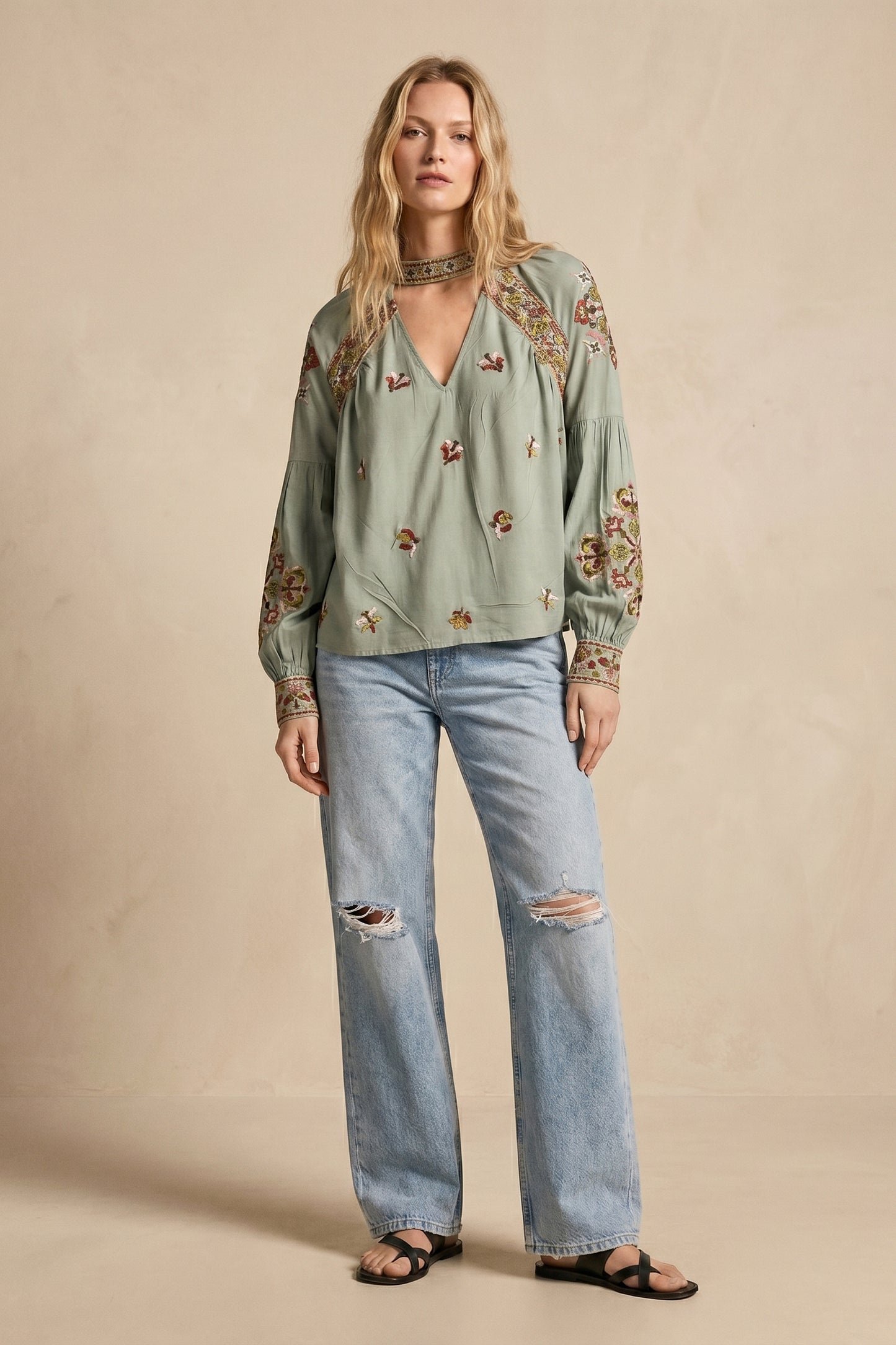 Charlote Embroidered Vintage Top