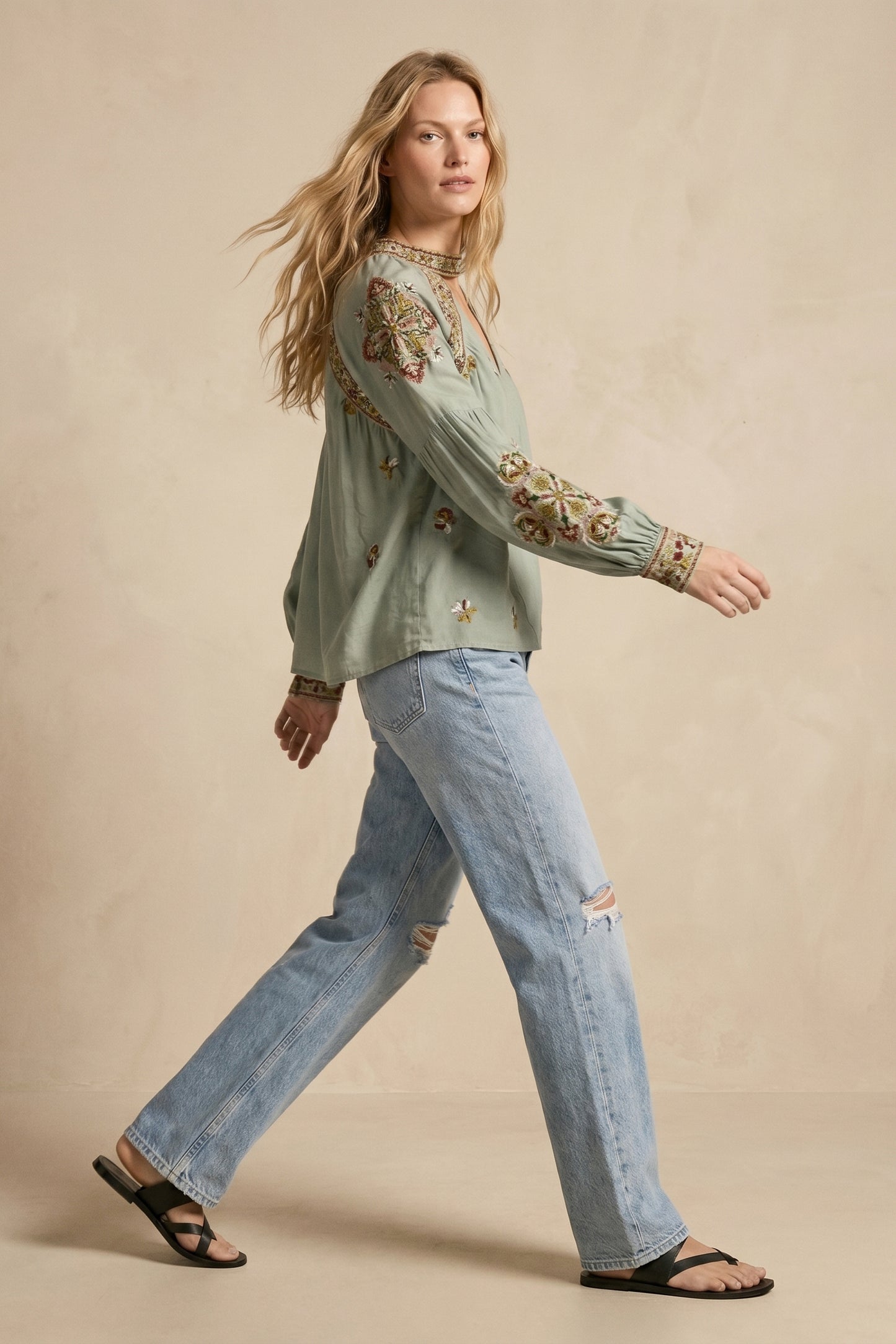 Charlote Embroidered Vintage Top