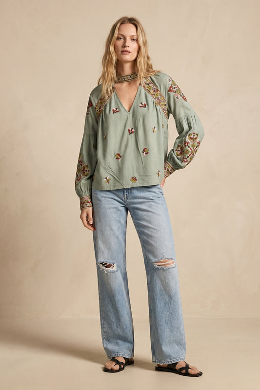 Charlote Embroidered Vintage Top