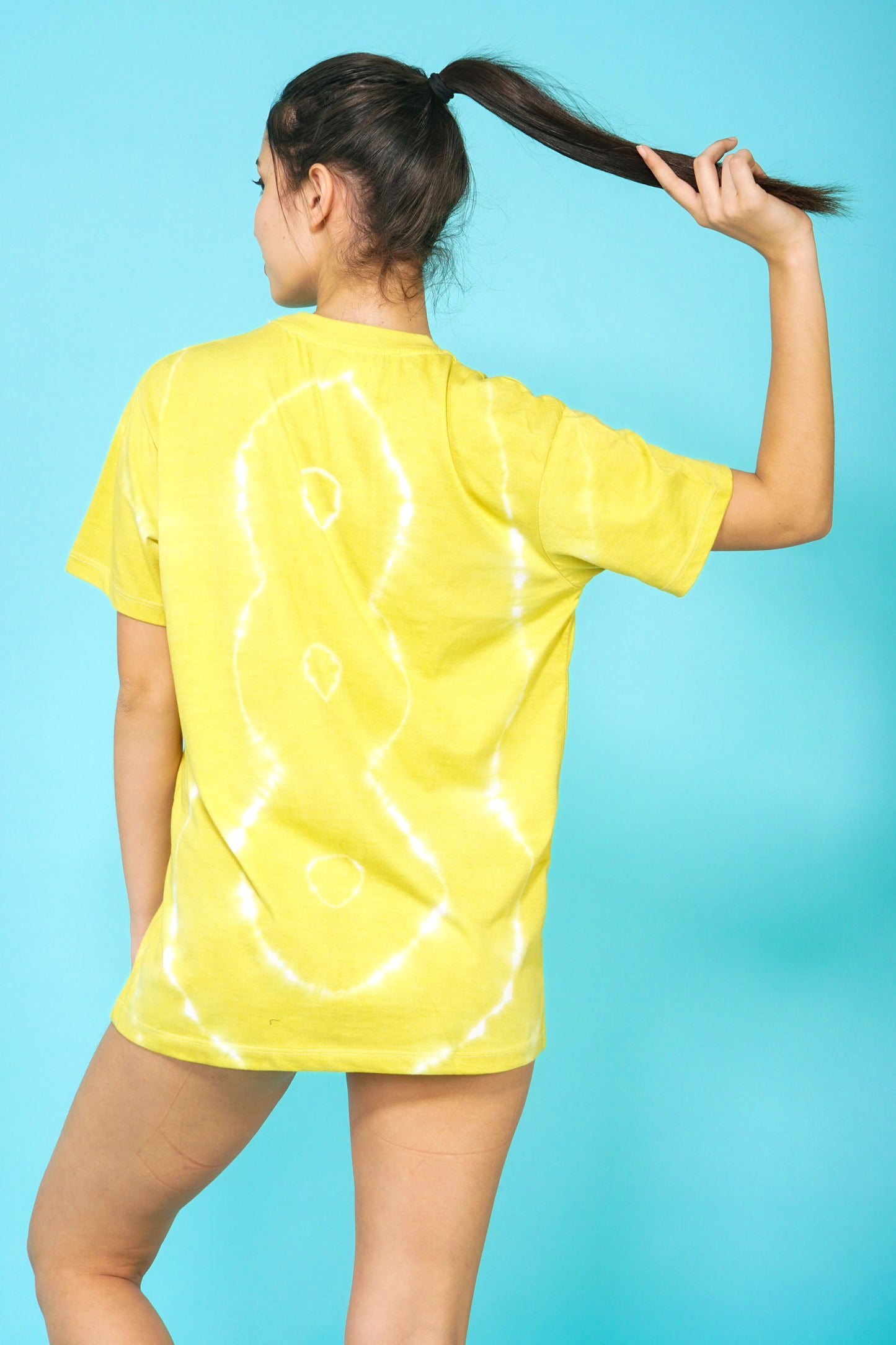 Regular Fit Yellow Color Tie-dye-Patterned Half Sleeve T-shirt (Unisex)