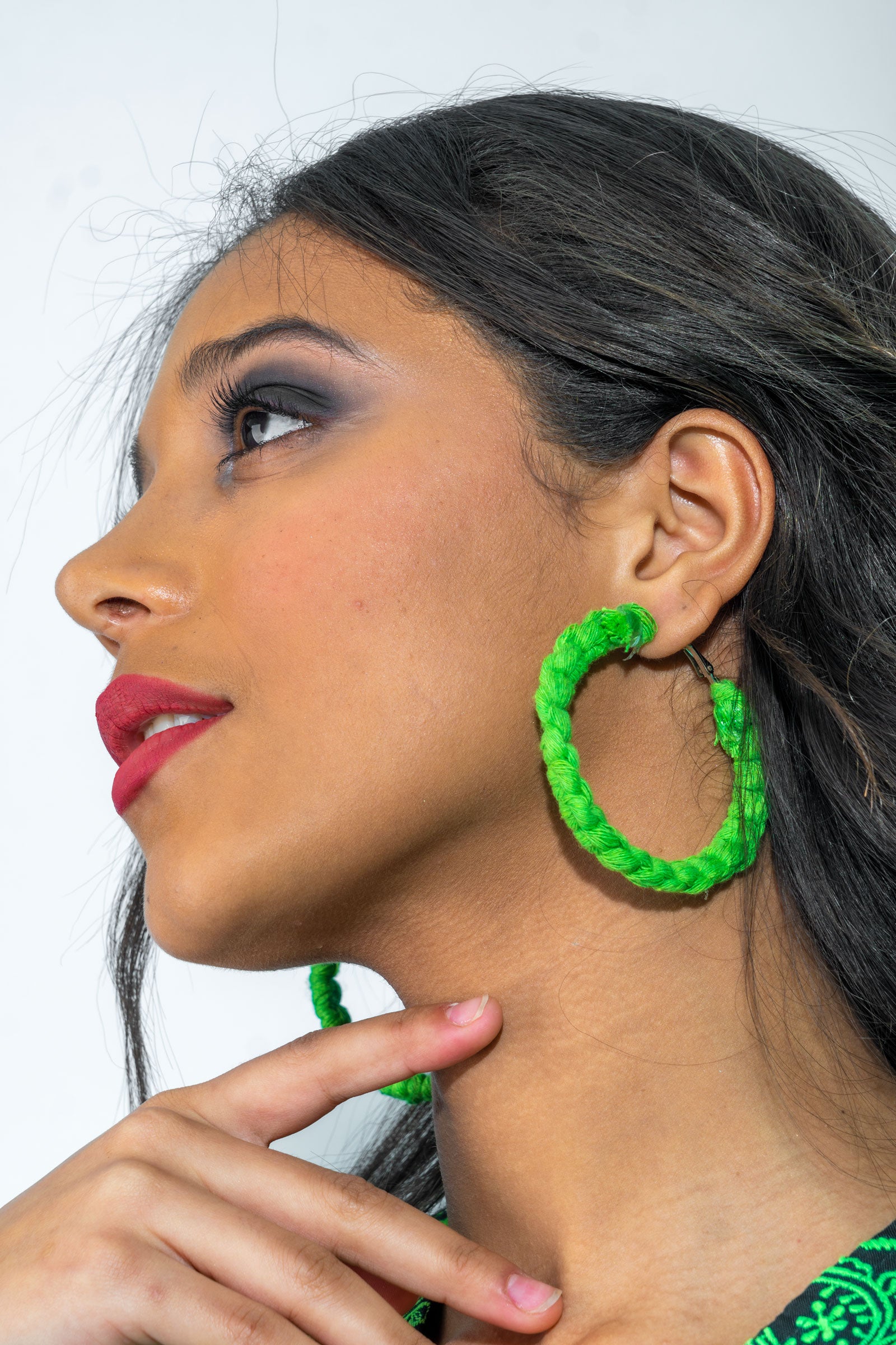Handcrafted Macramé Earring - Green