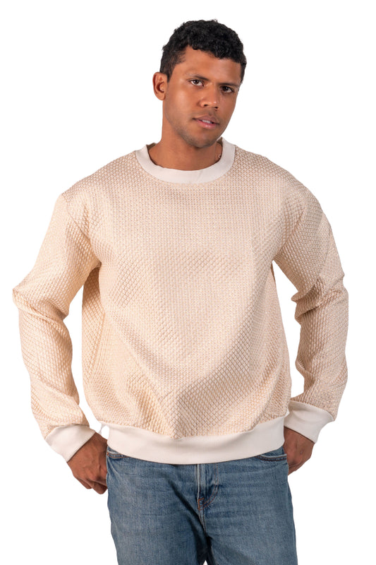 Adam Men's White and Gold Lurex Sweatshirt