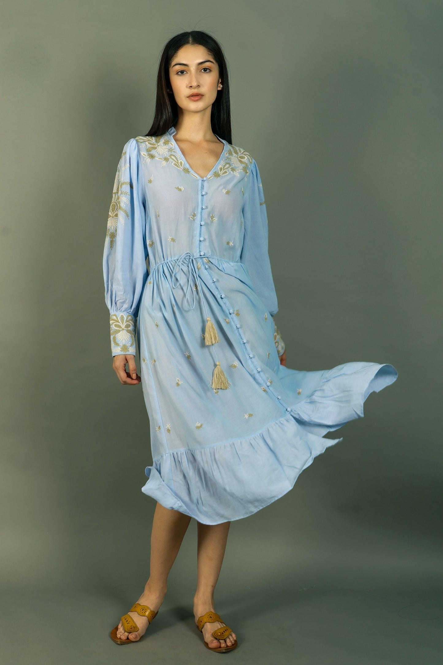 Fernanda Embroidered Midi Dress