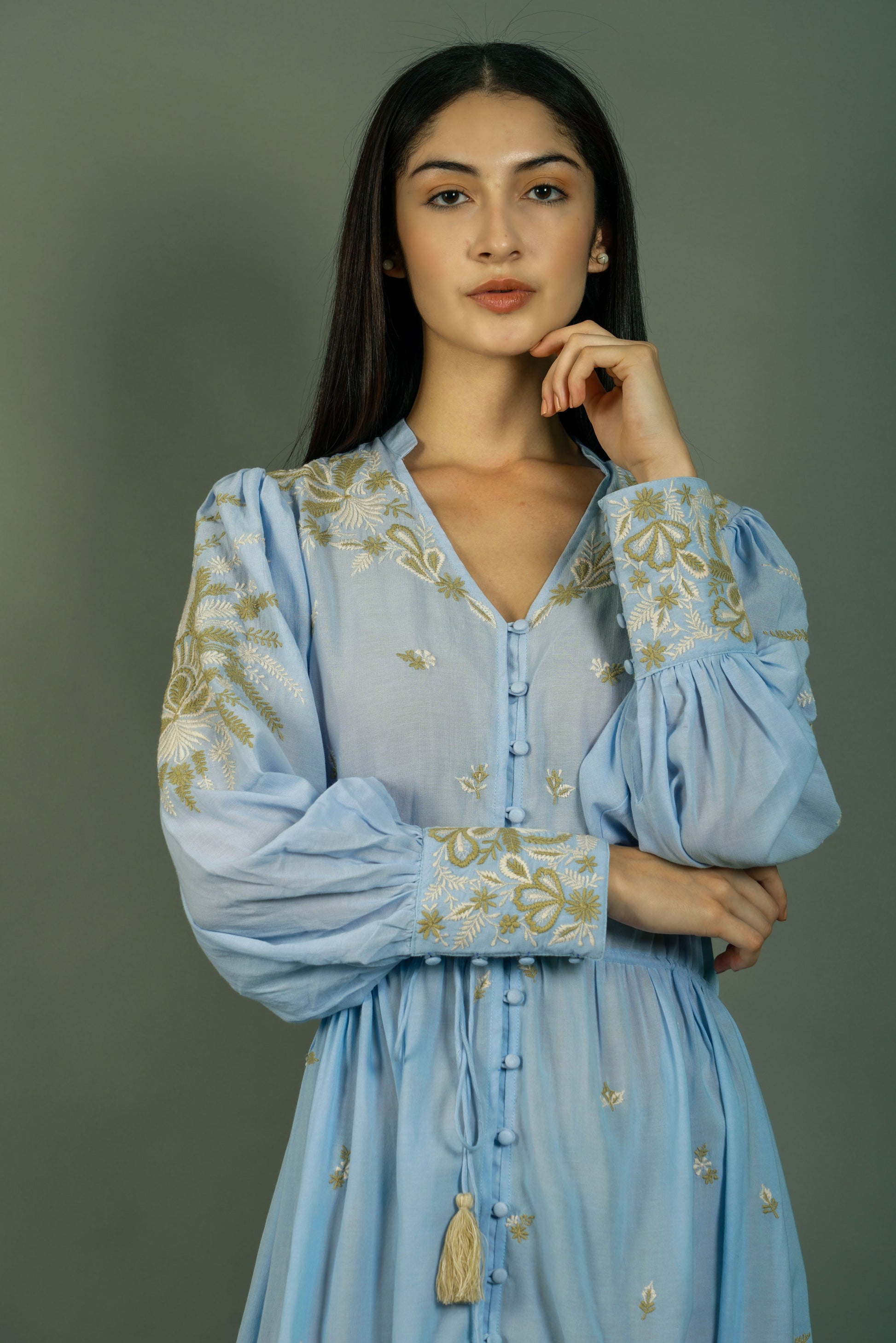 Fernanda Embroidered Midi Dress