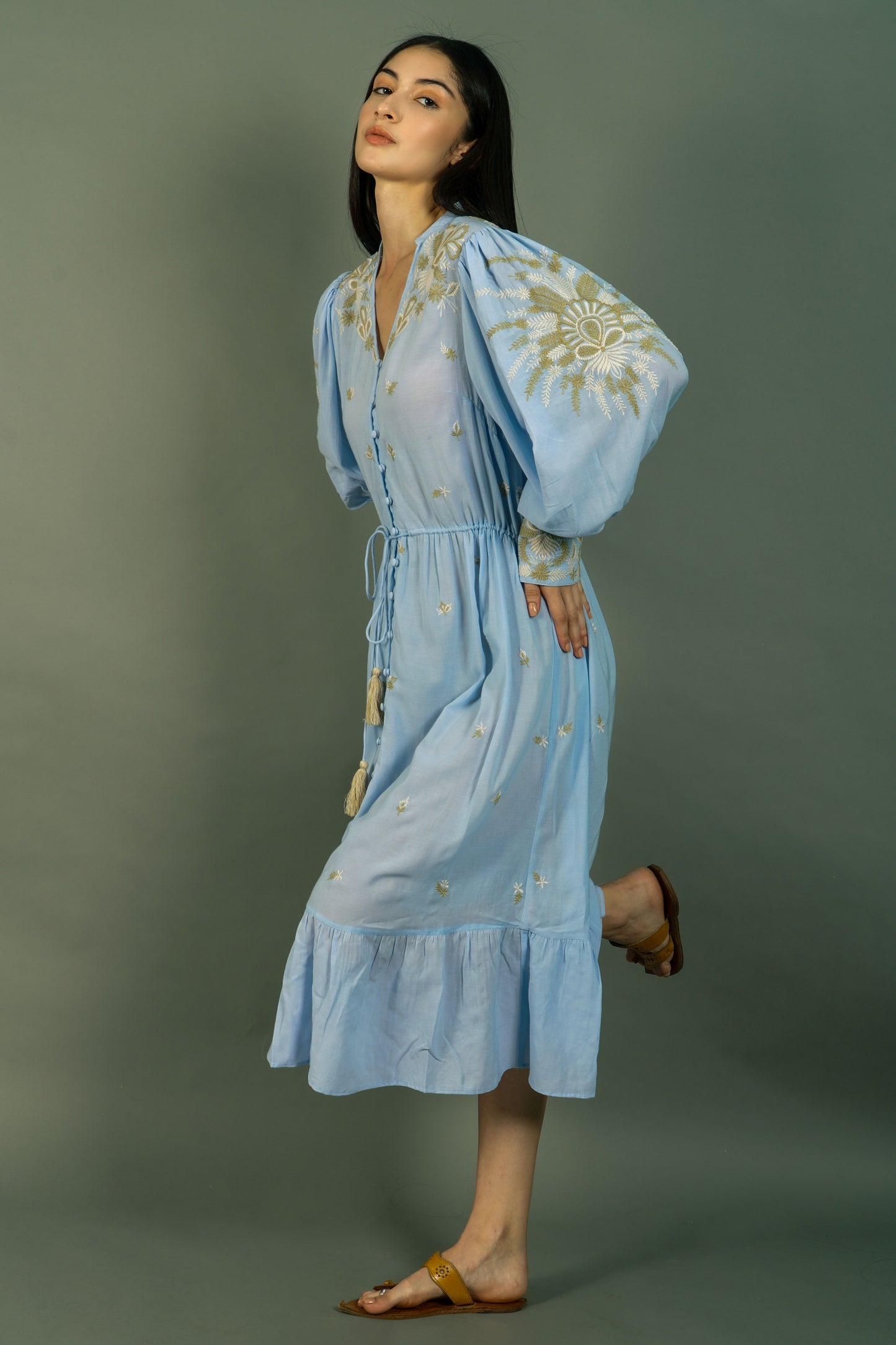 Fernanda Embroidered Midi Dress