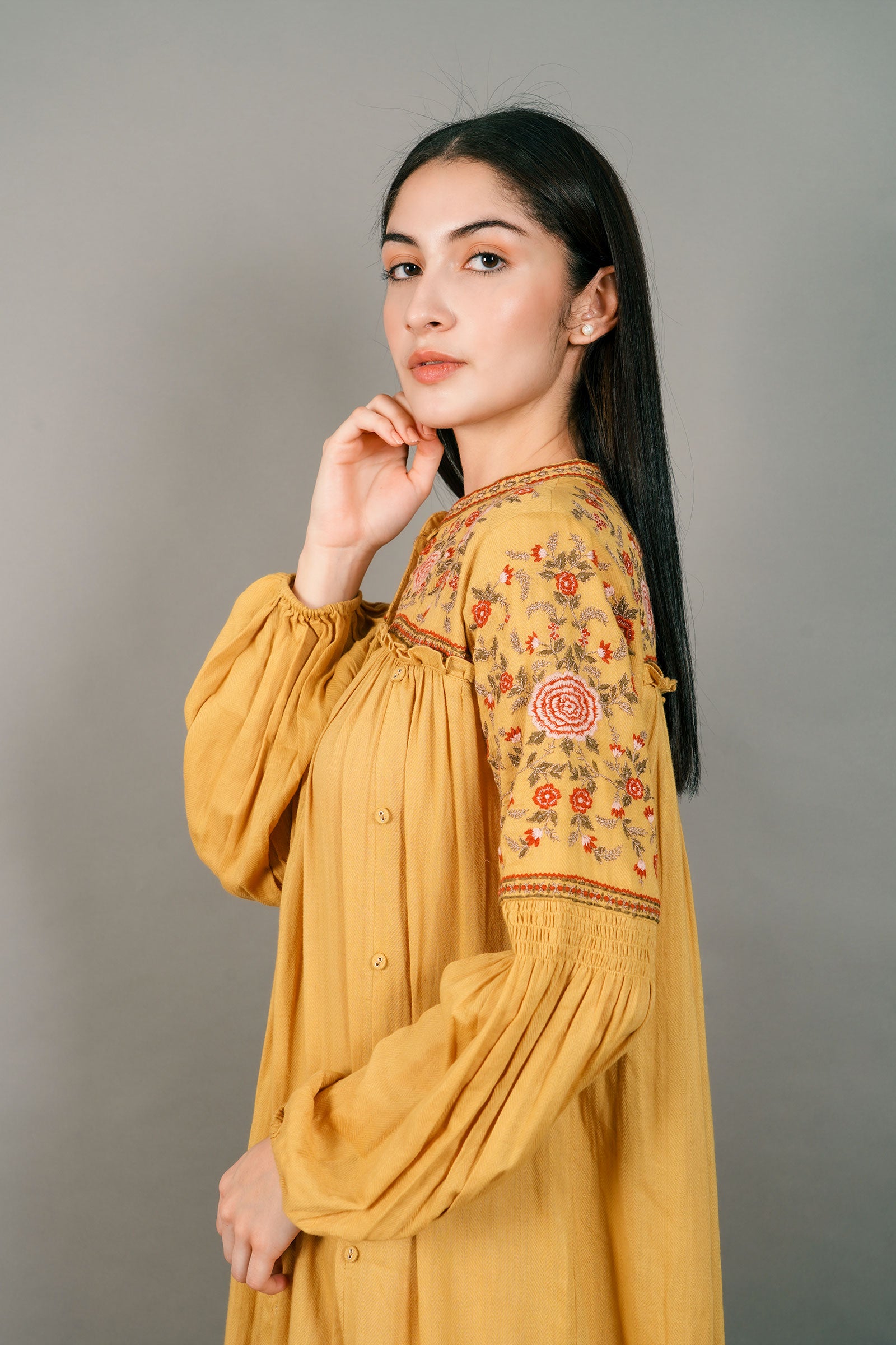 Women's Gianna Embroidered Yellow Long Maxi Dress | Thefinespun India Medium / Mustard Yellow by Thefinespun Women's Gianna Embroidered Yellow Long Maxi Dress | Thefinespun India Medium / Mustard Yellow by Thefinespun