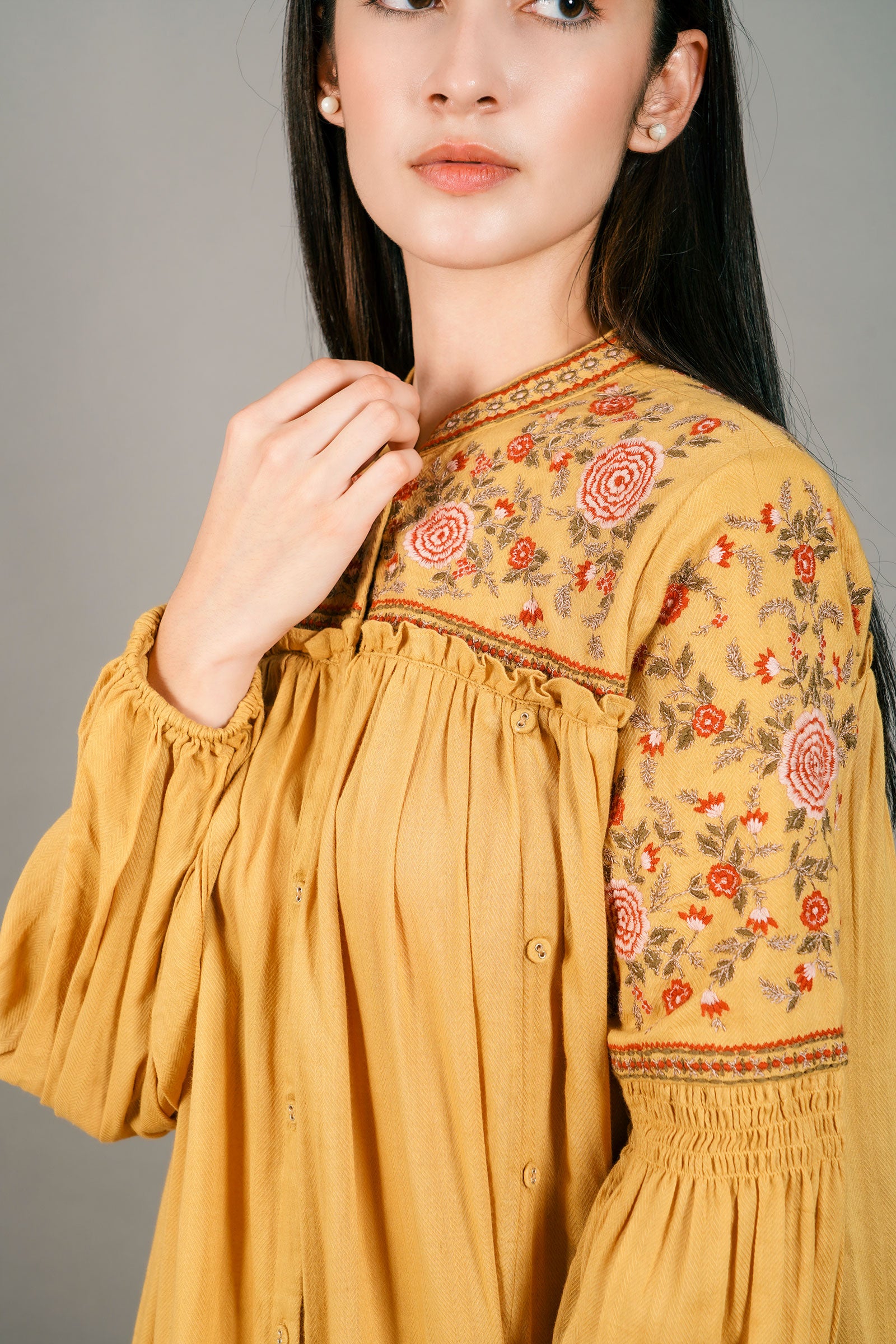 Women's Gianna Embroidered Yellow Long Maxi Dress | Thefinespun India Medium / Mustard Yellow by Thefinespun Women's Gianna Embroidered Yellow Long Maxi Dress | Thefinespun India Medium / Mustard Yellow by Thefinespun
