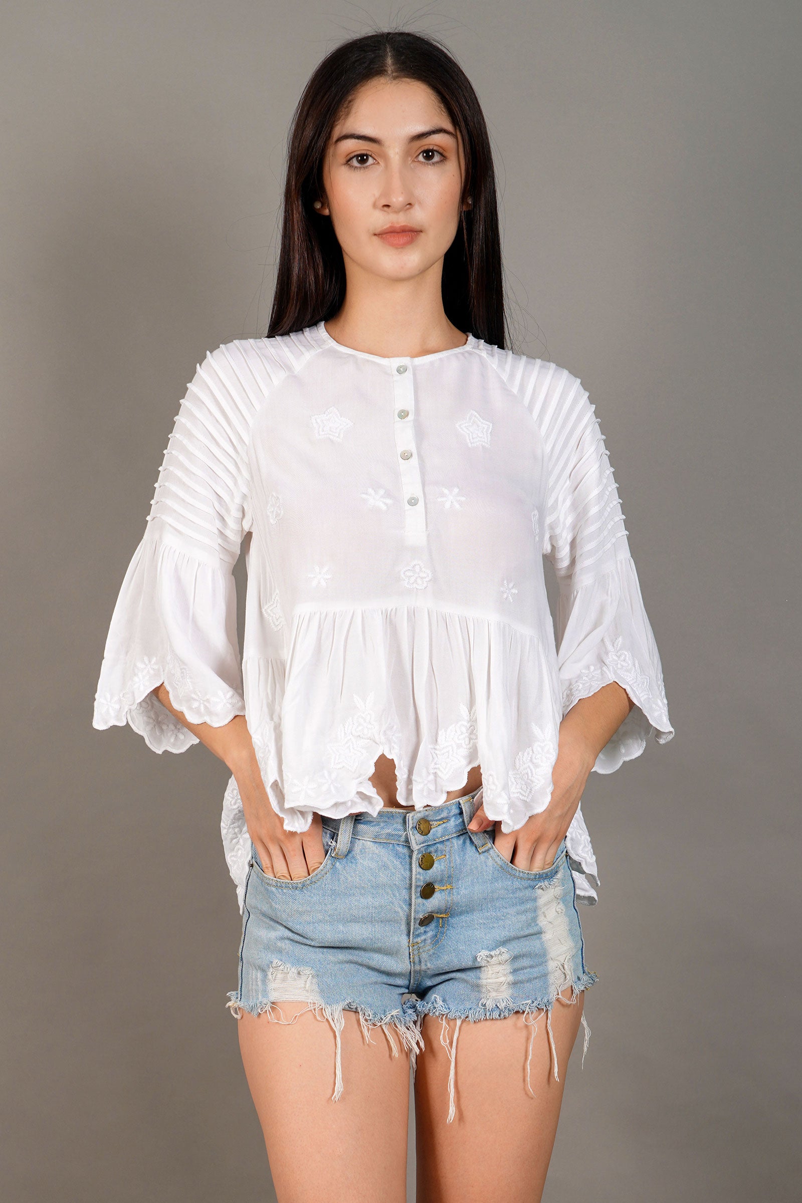 Jeeva White Embroidered Top