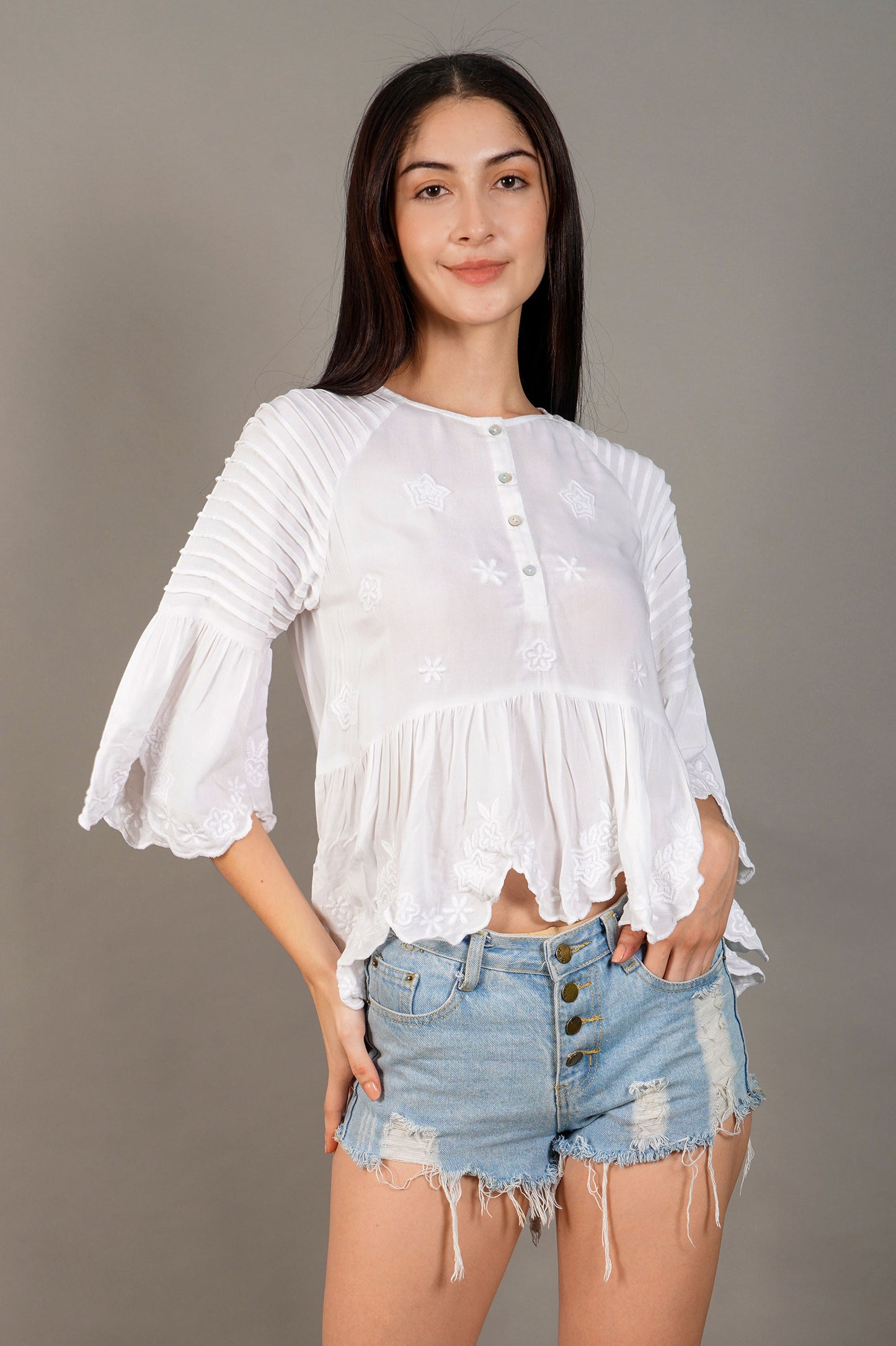 Jeeva White Embroidered Top