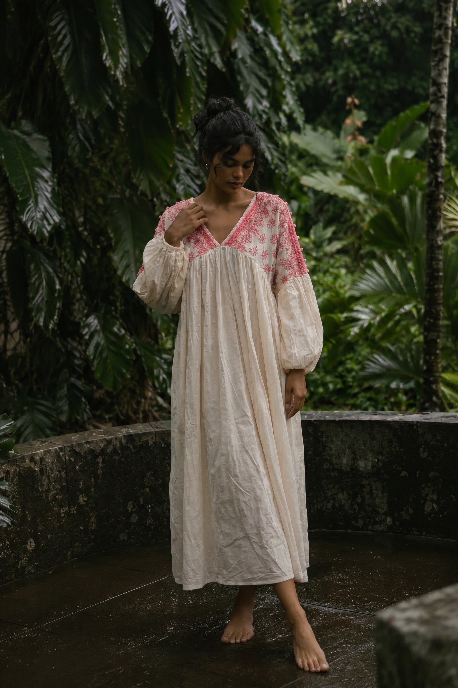 Evita Embroidered Midi Dress