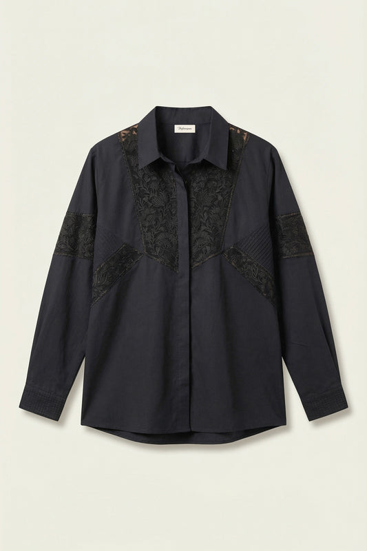 Joseph Men's Embroidered Black Shirt