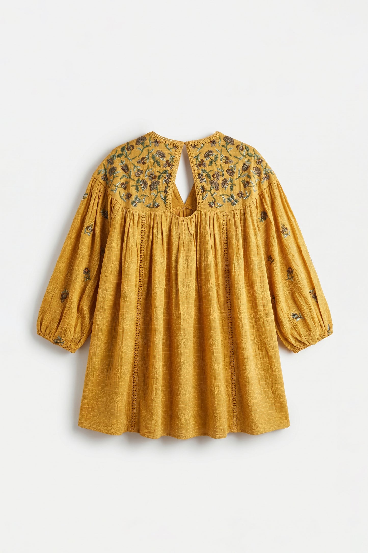 Sunforest Yellow Embroidered Mini Dress