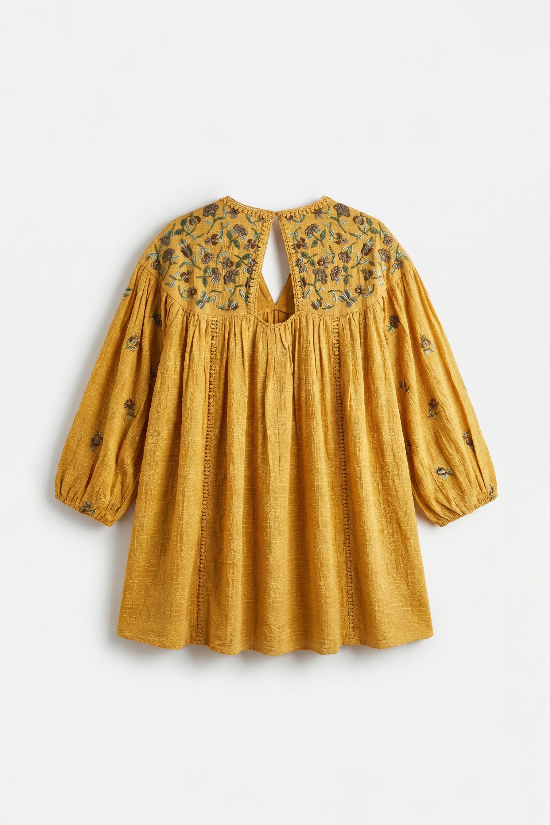 Sunforest Yellow Embroidered Mini Dress