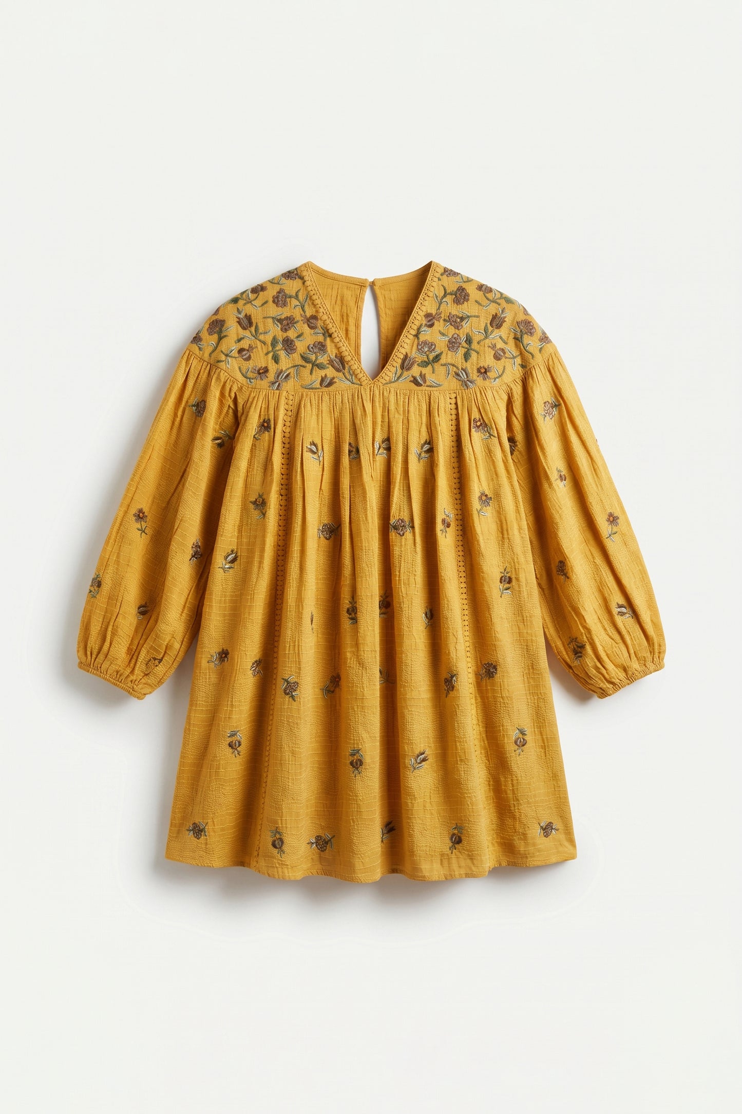 Sunforest Yellow Embroidered Mini Dress