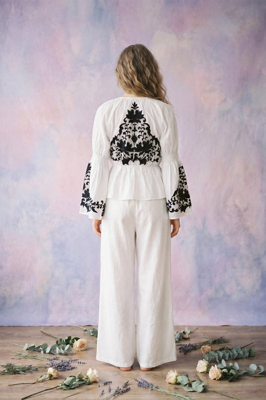 Whisper Noir White Embroidered Top
