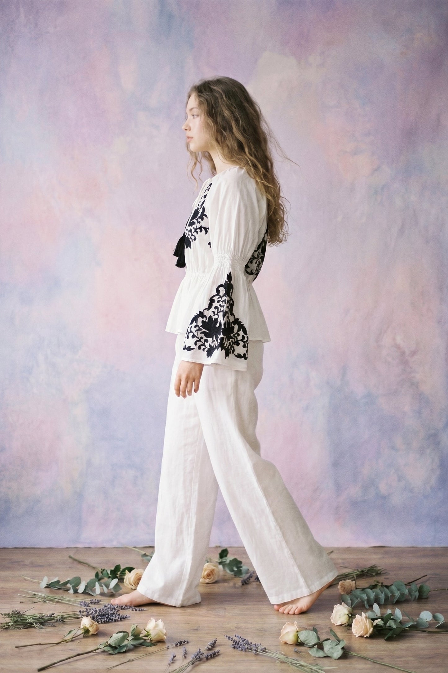 Whisper Noir White Embroidered Top