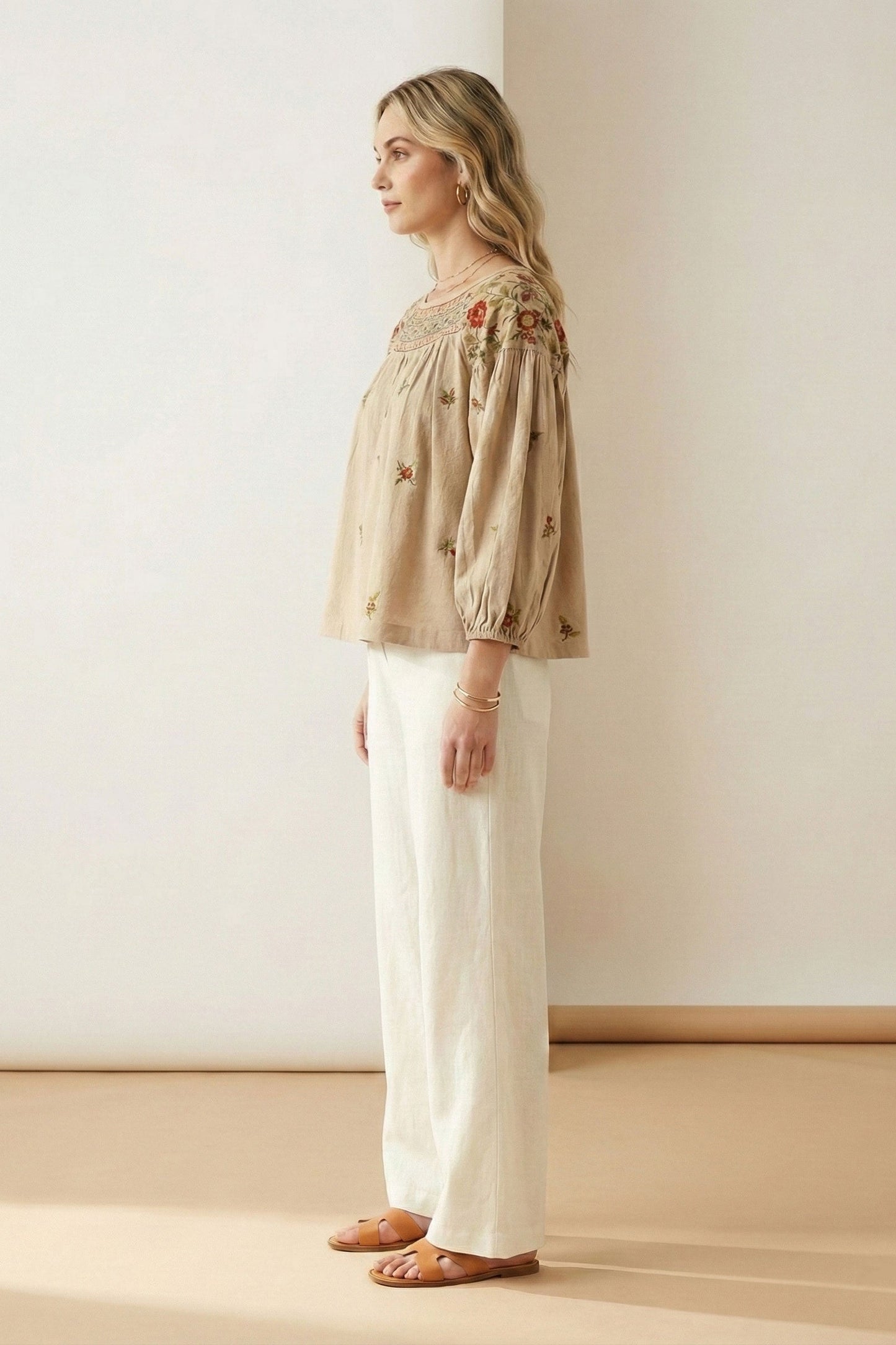 Desert Petal Embroidered Boho Blouse