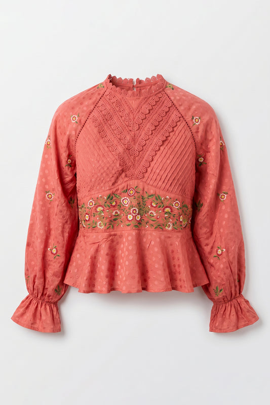 Leena Embroidered Lace Top