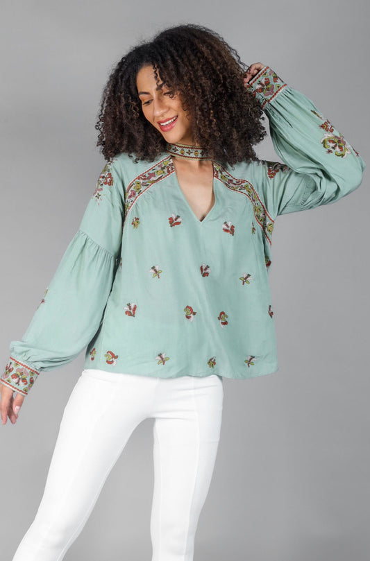 Charlote Embroidered Vintage Top
