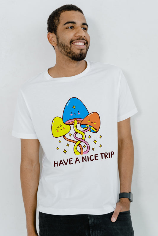 Have A Nice Trip Graphic Art Half Sleeve Black T-shirt For Men