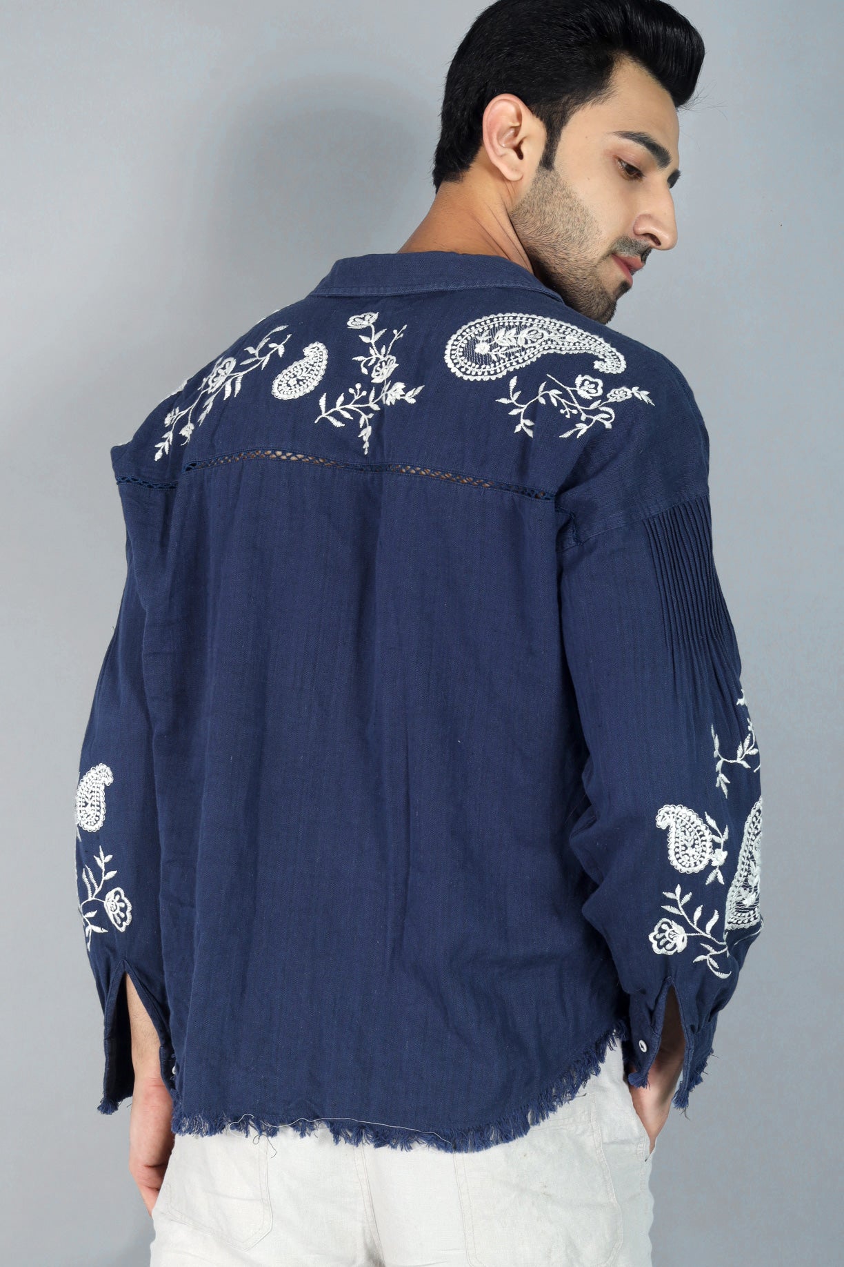 Edward Men's Embroidered Shirt (Drop Shoulder)