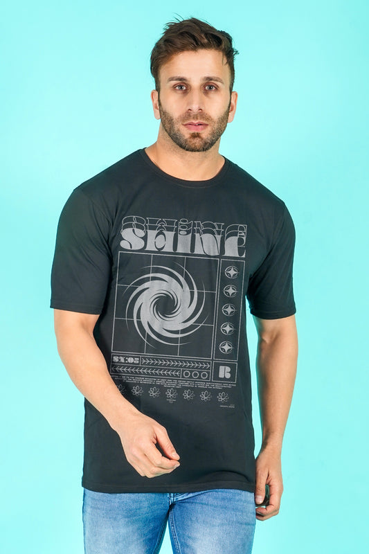 Shine Streetwear Fashion Graphic Art Half Sleeve Black T-shirt For Men