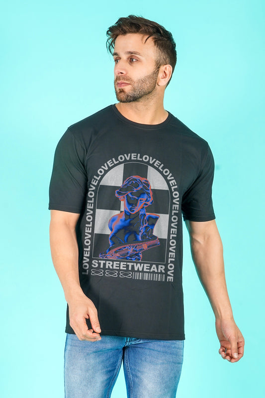 Love Thermal Imager Streetwear Fashion Graphic Art Half Sleeve Black T-shirt For Men