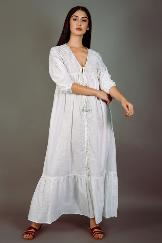 Valentina White Long Maxi Dress