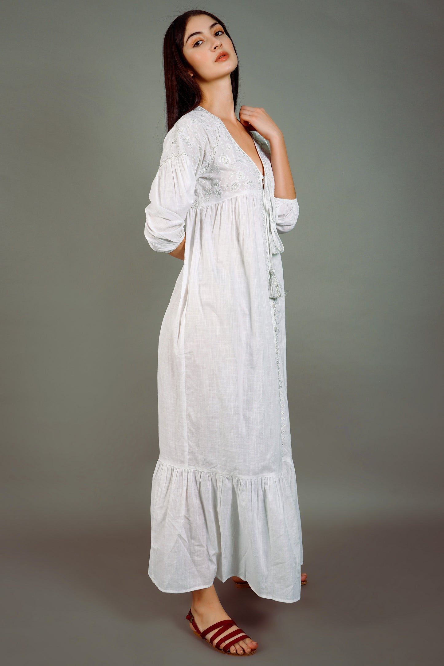 Valentina White Long Maxi Dress