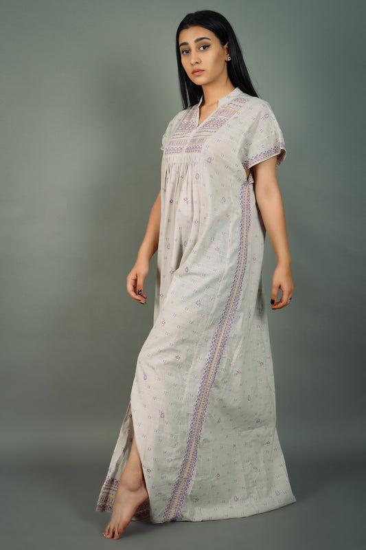 Margaret Kaftan Embroidered Long Maxi Dress