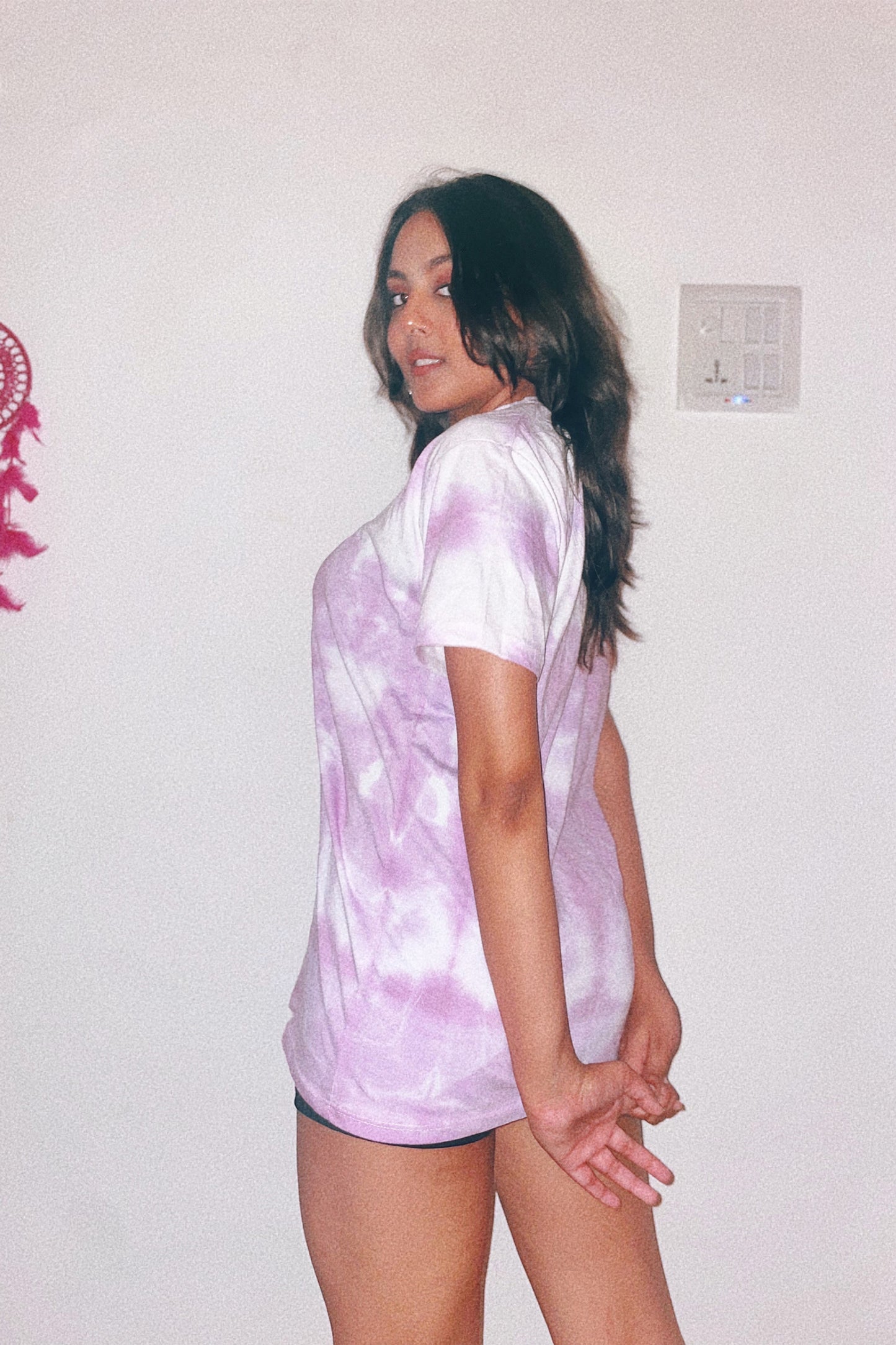 Regular Fit Lavender Color Tie-dye-Patterned Half Sleeve T-shirt (Unisex)